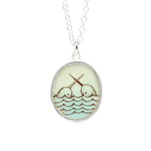 Narwhal Necklace - Sterling Silver and Vitreous Enamel Narwhal Pendant